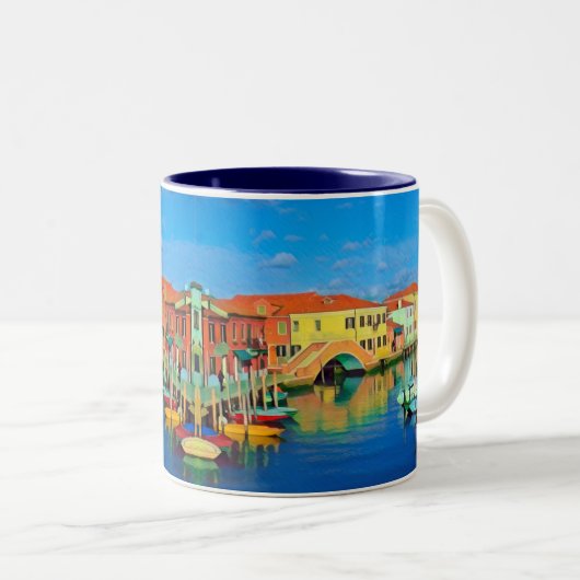Venezianisch Lagoon - MURANO - Panorama Zweifarbige Tasse (VorderseiteRechts)