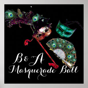 VENEZIANISCH MARDI GRAS MASKS MASQUERADE BALL MONO POSTER