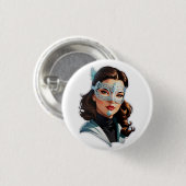 Venezianisch Masked Lady Button (Vorne & Hinten)