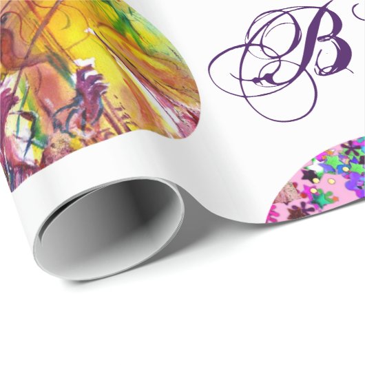 VENEZIANISCH MASQUERADE MARDI GRAS MASKS MONOGRAMM GESCHENKPAPIER (Rolleneckpunkt)