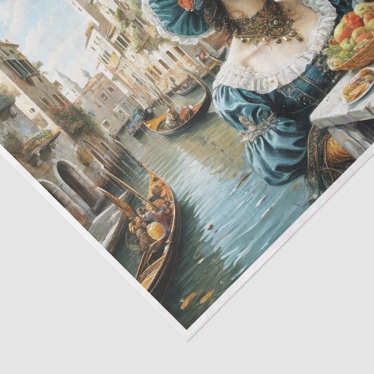 Venezianische Edelfrau mit ikonischen Kanälen aus Seidenpapier (Ausschnitt)