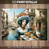 Venezianische Edelfrau mit ikonischen Kanälen aus Seidenpapier