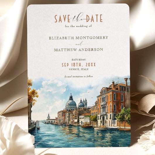 Venezianische Elegance Waterfront Rett-the-Date Einladung