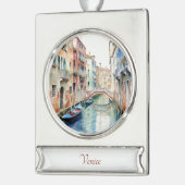 Venezianische Gondelbahn mit Aussicht Banner-Ornament Silber (Links)