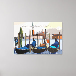Venezianische Gondeln am Palazzo Ducale Leinwanddruck