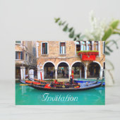 Venezianische Gondeln Einladung (Stehend Vorderseite)