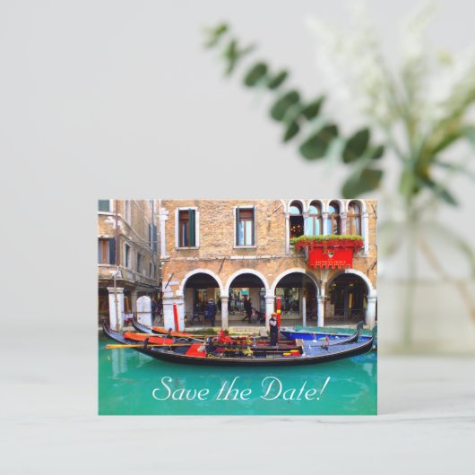 Venezianische Gondolas Rett-the-Date-Karten Einladung (Stehend Vorderseite)