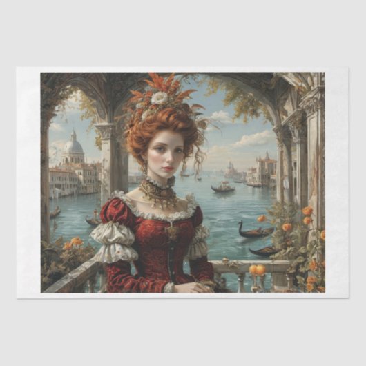 Venezianische in kostspieliger Renaissancekleidung Seidenpapier (Vorderseite)