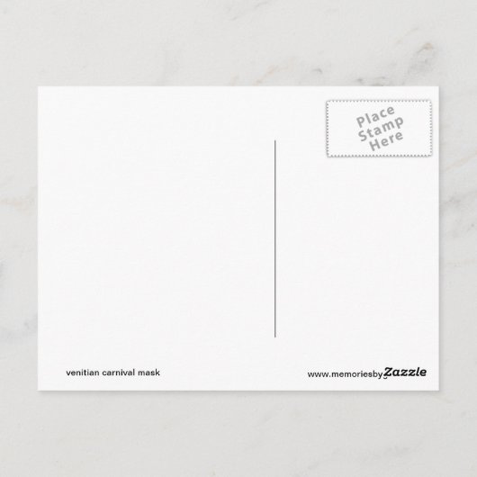 Venezianische Karnevalsmaske Postkarte (Rückseite)