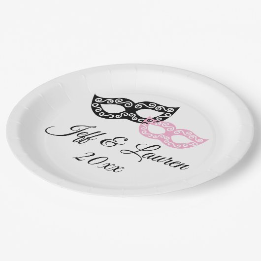 Venezianische Karnevalsmasken nach italienischer T Pappteller (Schrägansicht)