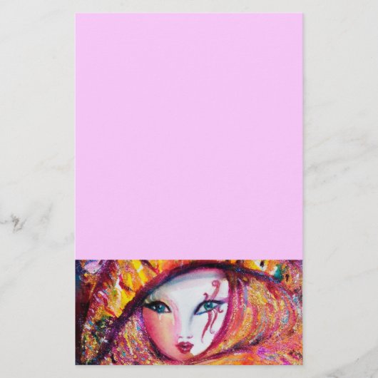 VENEZIANISCHE KARNIVALMASKE IN GOLDGELB BRIEFPAPIER (Vorderseite)