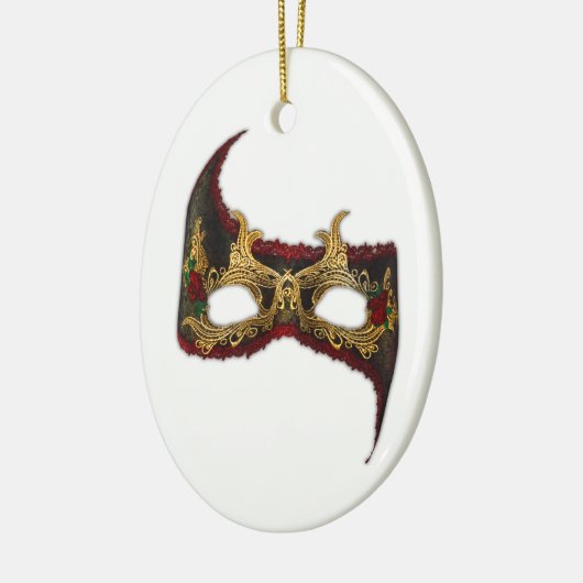 Venezianische Maske: Gold und Rote Rose Keramik Ornament (Links)