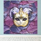 Venezianische Maske mit Lavenderfedern Leinwanddruck (Insitu (Holzboden))