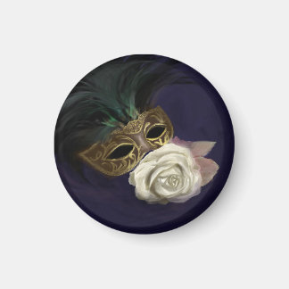 Venezianische Maske mit weißer Rose Magnet