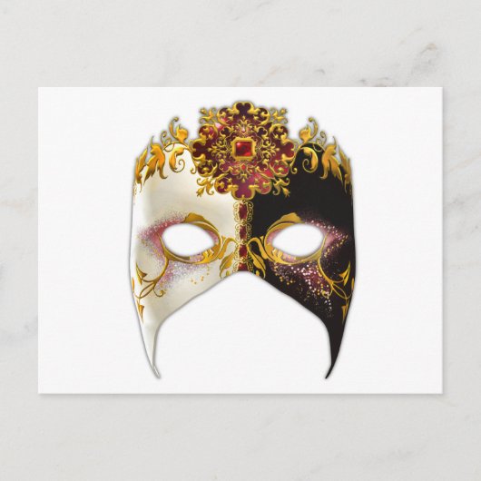 Venezianische Maske: Ruby Jewel Postkarte (Vorderseite)