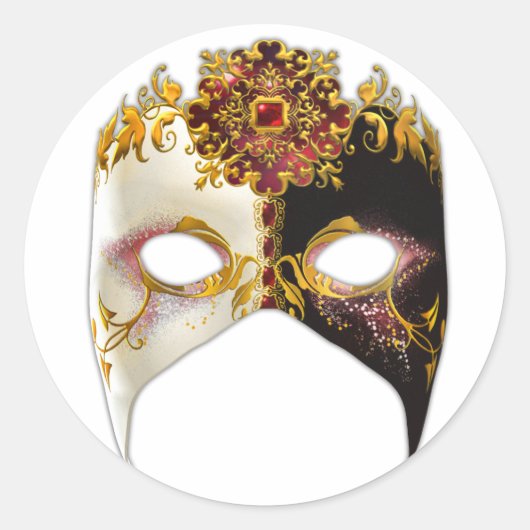 Venezianische Maske: Ruby Jewel Runder Aufkleber (Vorderseite)