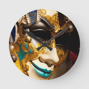 Venezianische Maske Runde Wanduhr