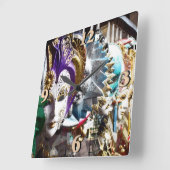 Venezianische Masken 1 Quadratische Wanduhr (Winkel)