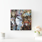 Venezianische Masken 2 Quadratische Wanduhr (Zuhause)