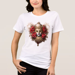 Venezianische Maskenmaske mit vergoldeter rote Ros Tri-Blend Shirt