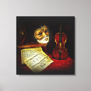 Venezianische Maskensammlung - Musikalische Nacht Leinwanddruck