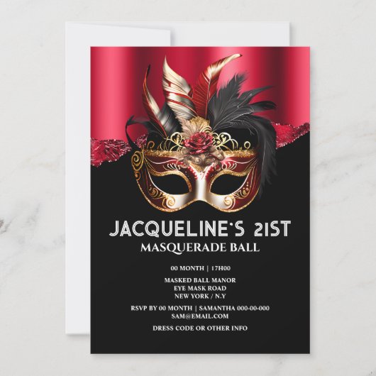 Venezianische Maskerade Einladung (Vorderseite)