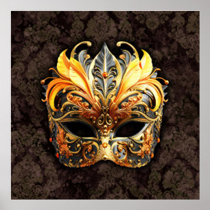 venezianische Maskerade goldene Maske Poster