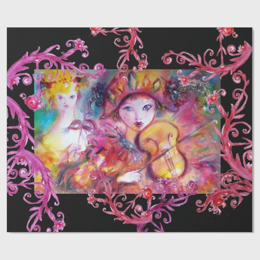 VENEZIANISCHE MASQUERADE-FÄLLE/ HARLEQUIN UND KOLU GESCHENKPAPIER (Flach)