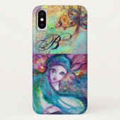 VENEZIANISCHE MASQUERADE/MASK IM BLAUEN MONOGRAMM Case-Mate iPhone HÜLLE (Rückseite)