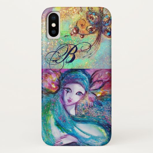 VENEZIANISCHE MASQUERADE/MASK IM BLAUEN MONOGRAMM Case-Mate iPhone HÜLLE (Rückseite)