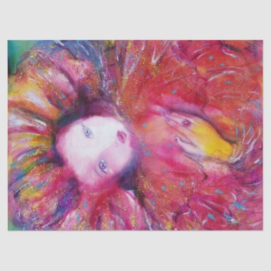 VENEZIANISCHE MASQUERADE - MASK IN ROT SEIDENPAPIER (Vorderseite)