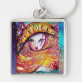 VENEZIANISCHE MASQUERADE - MASKE IN GELB SCHLÜSSELANHÄNGER (Vorne)