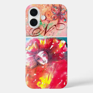 VENEZIANISCHE MASQUERADE - MASKE IN ROTEM MONOGRAM iPhone 16 HÜLLE