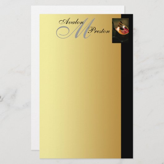 Venezianische Masquerade Monogram Wedding Stationa Briefpapier (Vorne/Hinten)