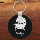 Venezianische Schwarz-Weiß-Maske Personalisiert Schlüsselanhänger (Vorderseite)