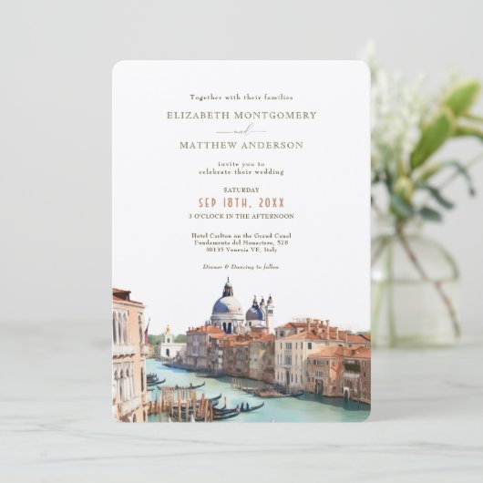 Venezianische Splendor Hochzeitsfeier Einladung (Stehend Vorderseite)