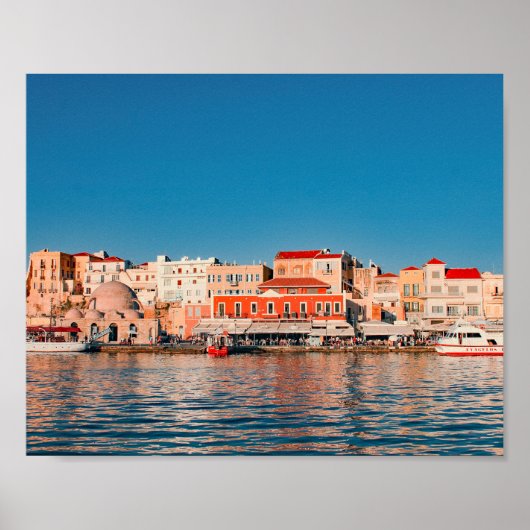 Venezianischer Hafen in Chania zur blauen Stunde, Poster (Vorne)
