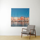 Venezianischer Hafen in Chania zur blauen Stunde, Wandteppich (Beispiel)
