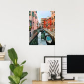Venezianisches Canal Original Malerei Poster (Heimbüro)