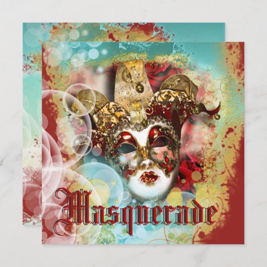 Venezianisches Karneval-Party der Maskenmaskerade Einladung (Vorne/Hinten)