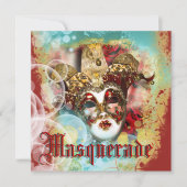 Venezianisches Karneval-Party der Maskenmaskerade Einladung (Vorderseite)