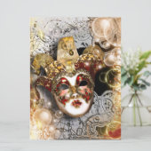 Venezianisches Karneval-Party der Maskerademaske Einladung (Stehend Vorderseite)