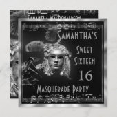 Venezianisches Masquartier-Ball sechzehn Party Einladung (Vorne/Hinten)