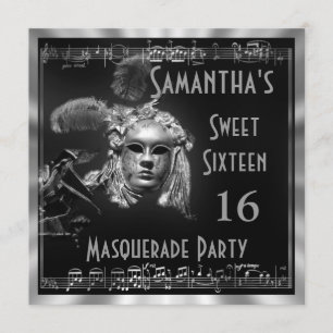 Venezianisches Masquartier-Ball sechzehn Party Einladung