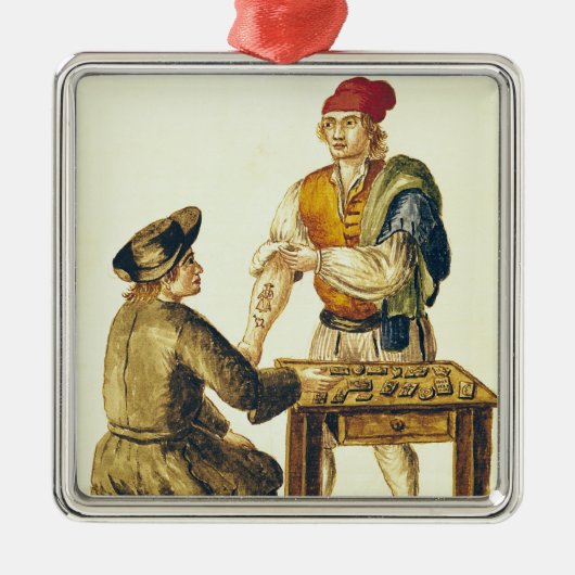 Venezianisches Tattooer Silbernes Ornament (Vorne)