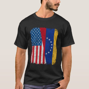 Venezolanische Fahne Halbe US-Venezuela Wurzel P T-Shirt