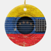 Venezolanische Flagge auf alter Akustikgitarre Keramik Ornament (Hinten)