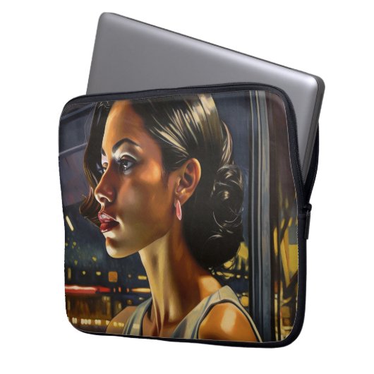 Venezolanische Frau in Miami Nightclub Malerei Laptopschutzhülle (Vorderseite Links)