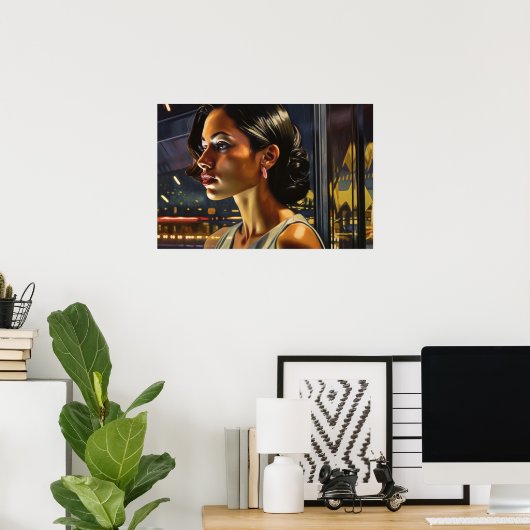 Venezolanische Frau in Miami Nightclub Malerei Poster (Heimbüro)