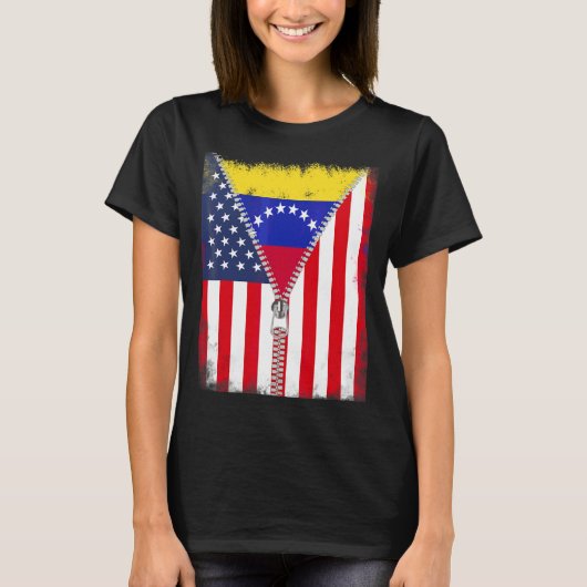 Venezuela American Flag Zip T-Shirt (Vorderseite)